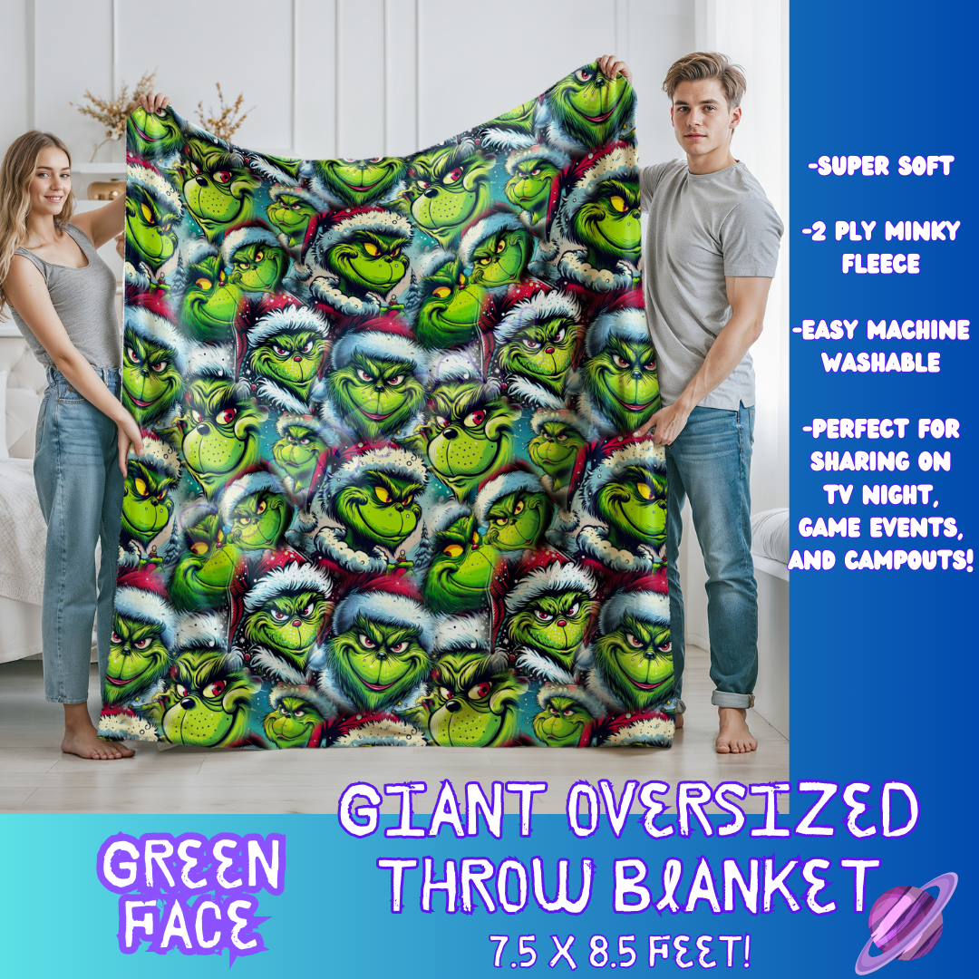 GREEN FACE- OVERSIZED THROW BLANKET