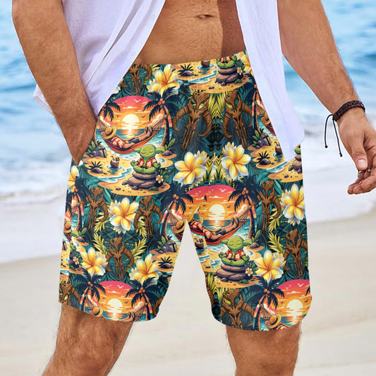 Vacation Mando Mens Beach Shorts with Drawstring Waist