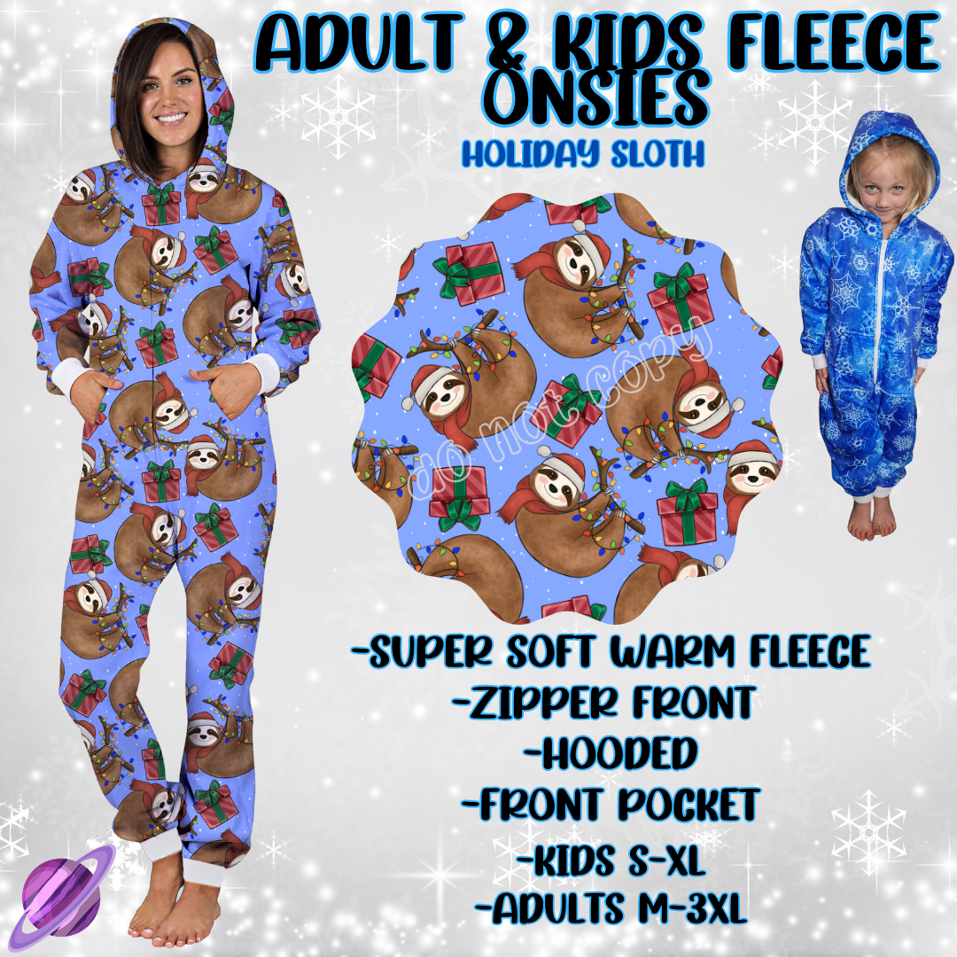 HOLIDAY SLOTH-ONESIES ROUND 3- PREORDER CLOSING 9/23