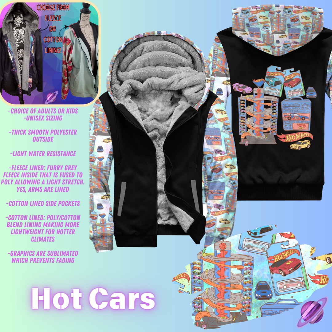 JACKET RUN 14-HOT CARS-FLEECE OR COTTON LINER-PREORDER CLOSING 12/16
