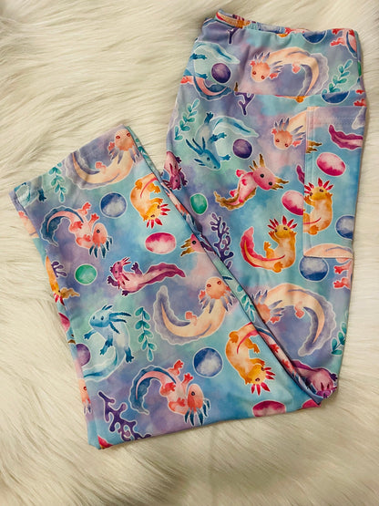 Axolotls Capris Leggings With Pockets