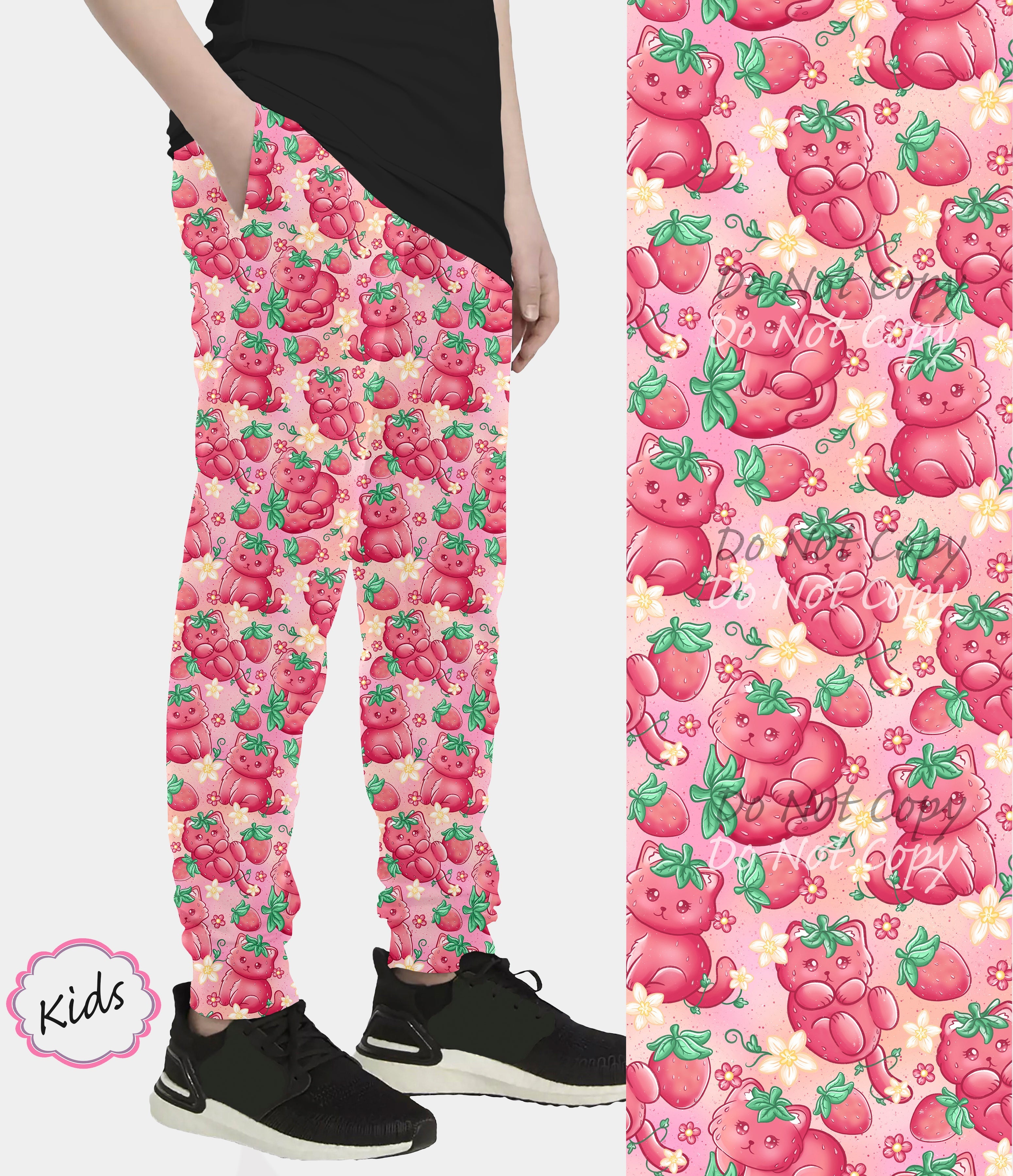 RTS - Kids Strawberry Kitty Capri Joggers