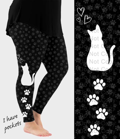 RTS - Kitty Cat Side Design Leggings with Pockets