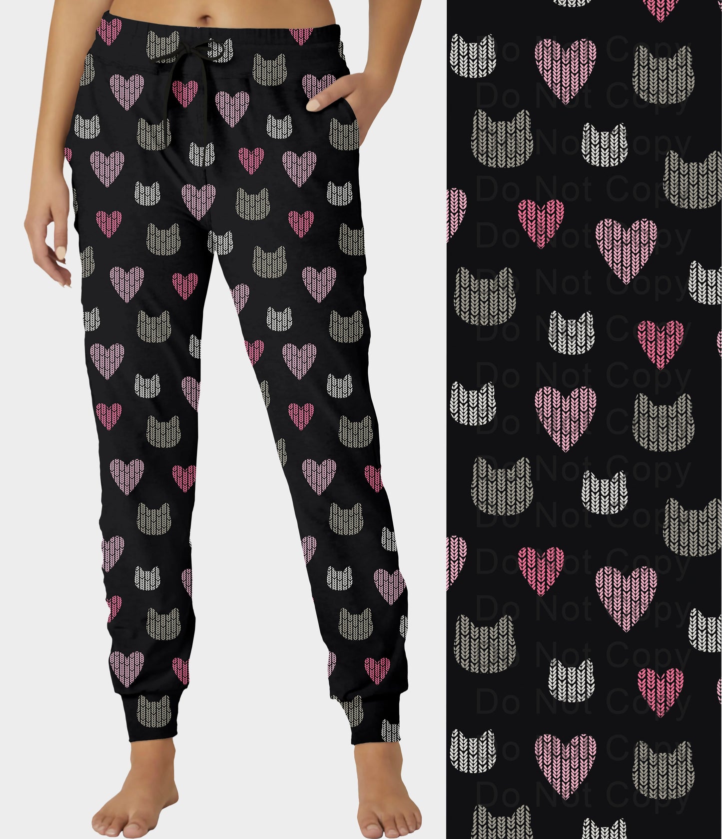 RTS - Kitty Knit Hearts Joggers