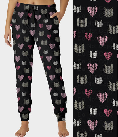 RTS - Kitty Knit Hearts Joggers