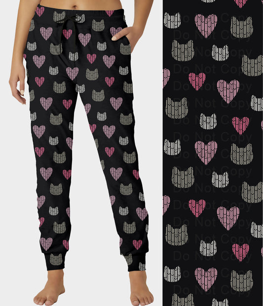 RTS - Kitty Knit Hearts Joggers