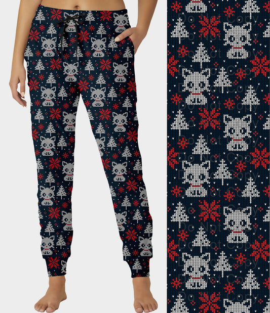 RTS - Kitty Knit Snowflake Jogger Pants