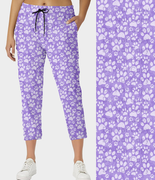 RTS - Lavender Paws Capri Joggers