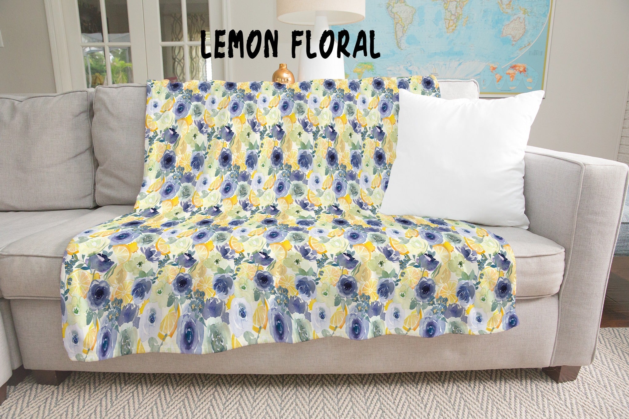 LEMON FLORAL- GIANT SHAREABLE THROW BLANKETS