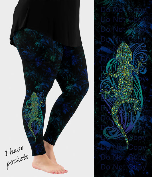 RTS - Lizard Side Design Leggings w/ Pockets