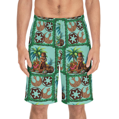 Tiki Princess (Design 2) Mens Beach Shorts with Drawstring Waist