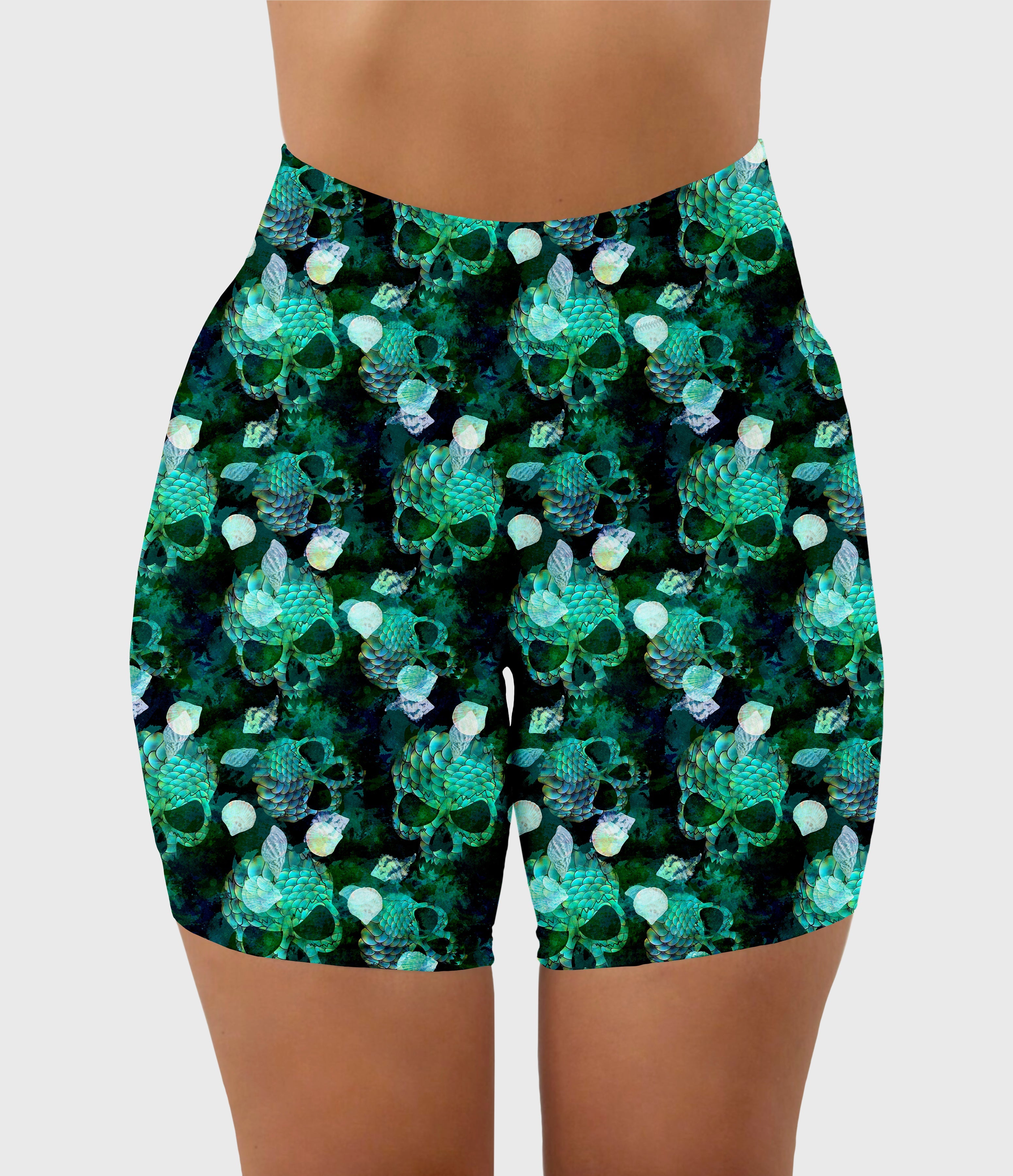 RTS - Mermaid Skulls Biker Shorts