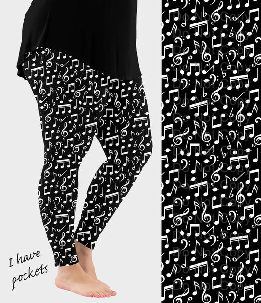 RTS - Music Notes Leggings w/ Pockets