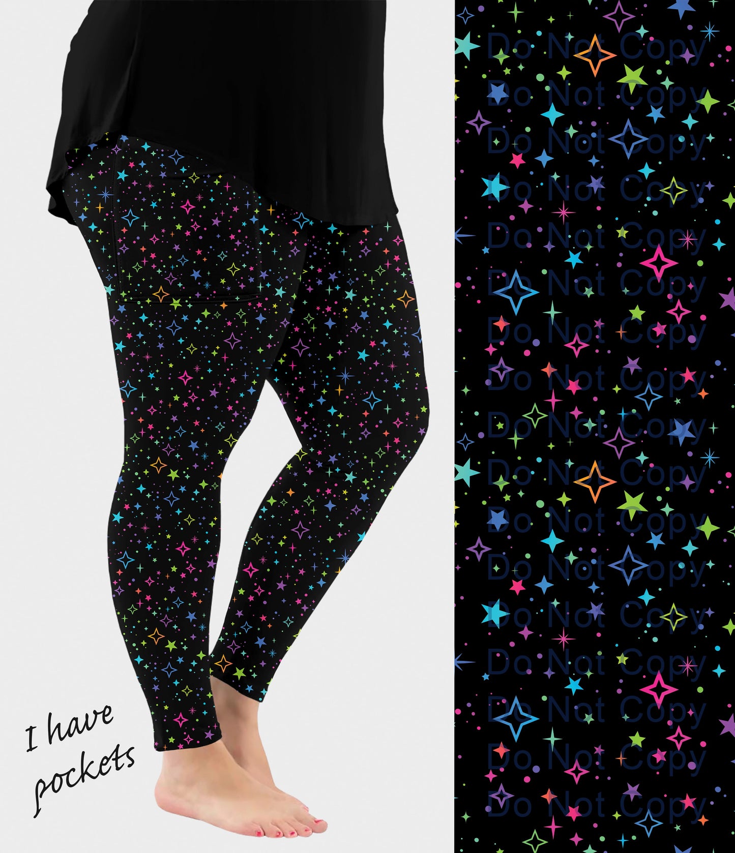 RTS - Neon Stars Leggings w/ Pockets