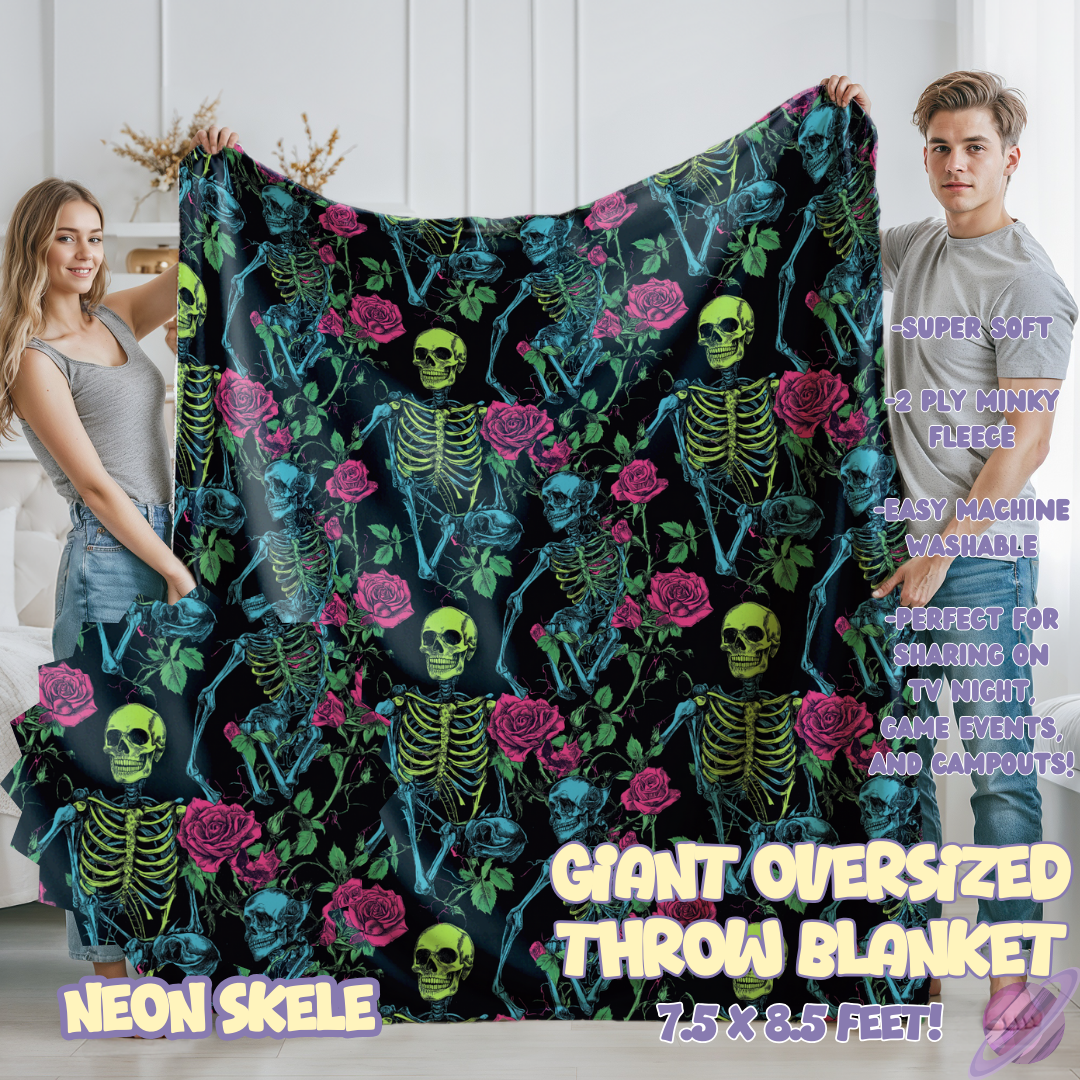 NEON SKELE- OVERSIZED THROW BLANKET