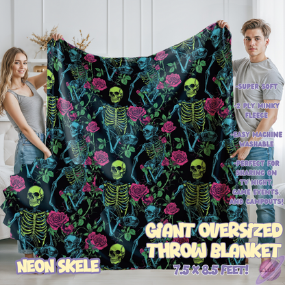 NEON SKELE- OVERSIZED THROW BLANKET