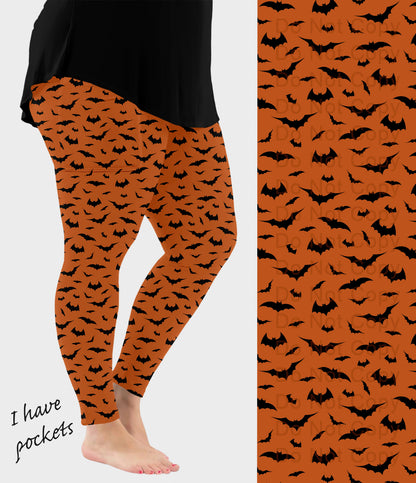 RTS - Orange Bats Leggings with Pockets