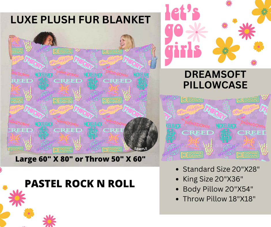 Preorder! Closes 12/16. ETA Feb. Pastel Rock n Roll Luxe Plush Fur Blanket and/or DreamSoft Pillowcase