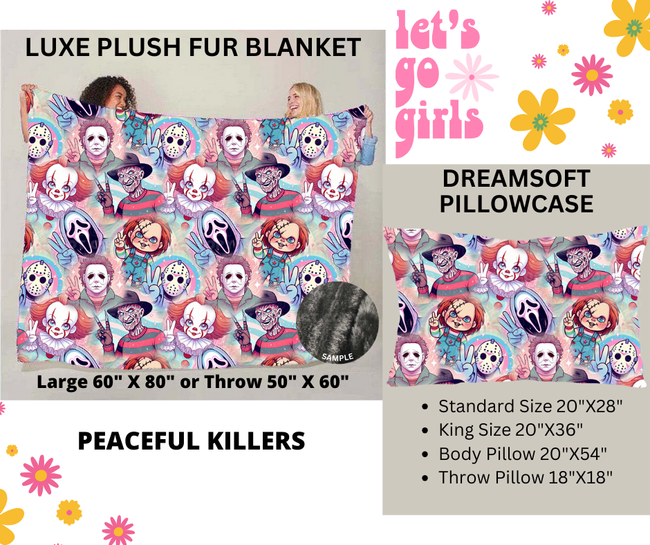 Preorder! Closes 12/16. ETA Feb. Peaceful Killers Luxe Plush Fur Blanket and/or DreamSoft Pillowcase