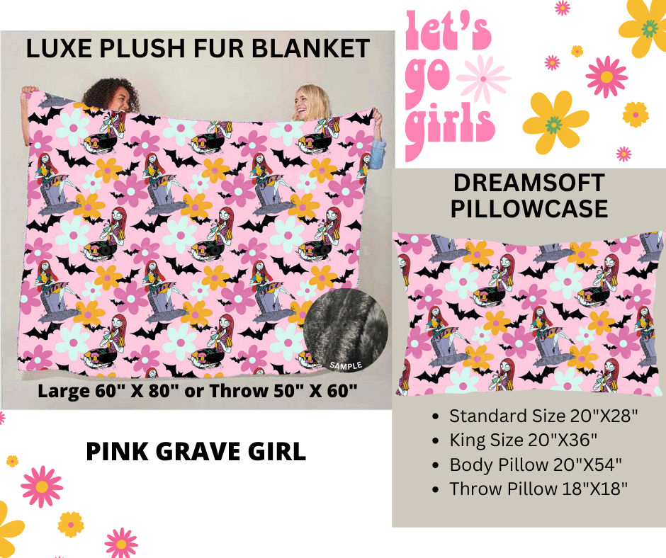 Preorder! Closes 12/16. ETA Feb. Pink Grave Girl Luxe Plush Fur Blanket and/or DreamSoft Pillowcase