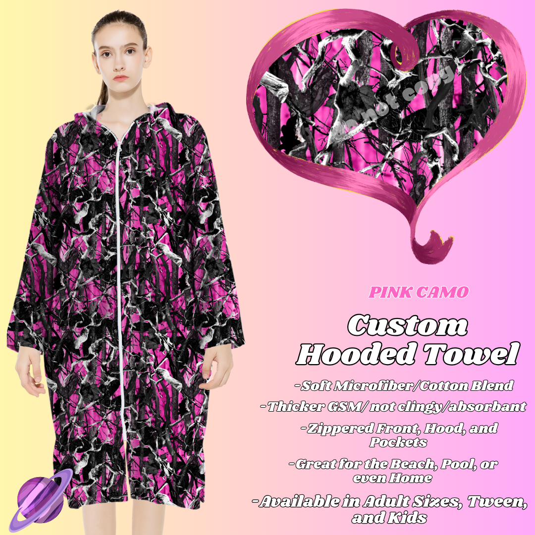 PINK CAMO- HOODED TOWEL- PREORDER CLOSING 4/27