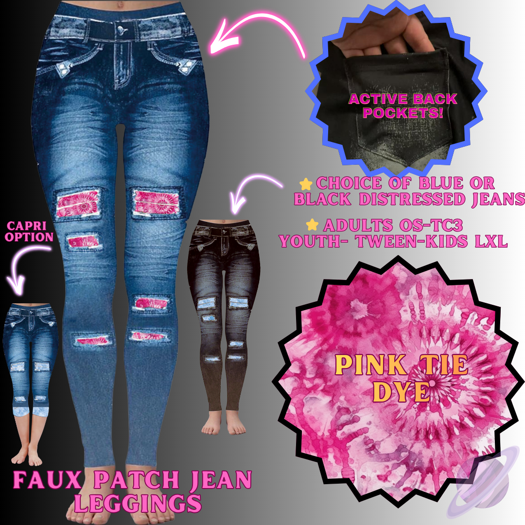 PINK TIE DYE-FAUX JEAN LEGGING-PREORDER CLOSING 12/2