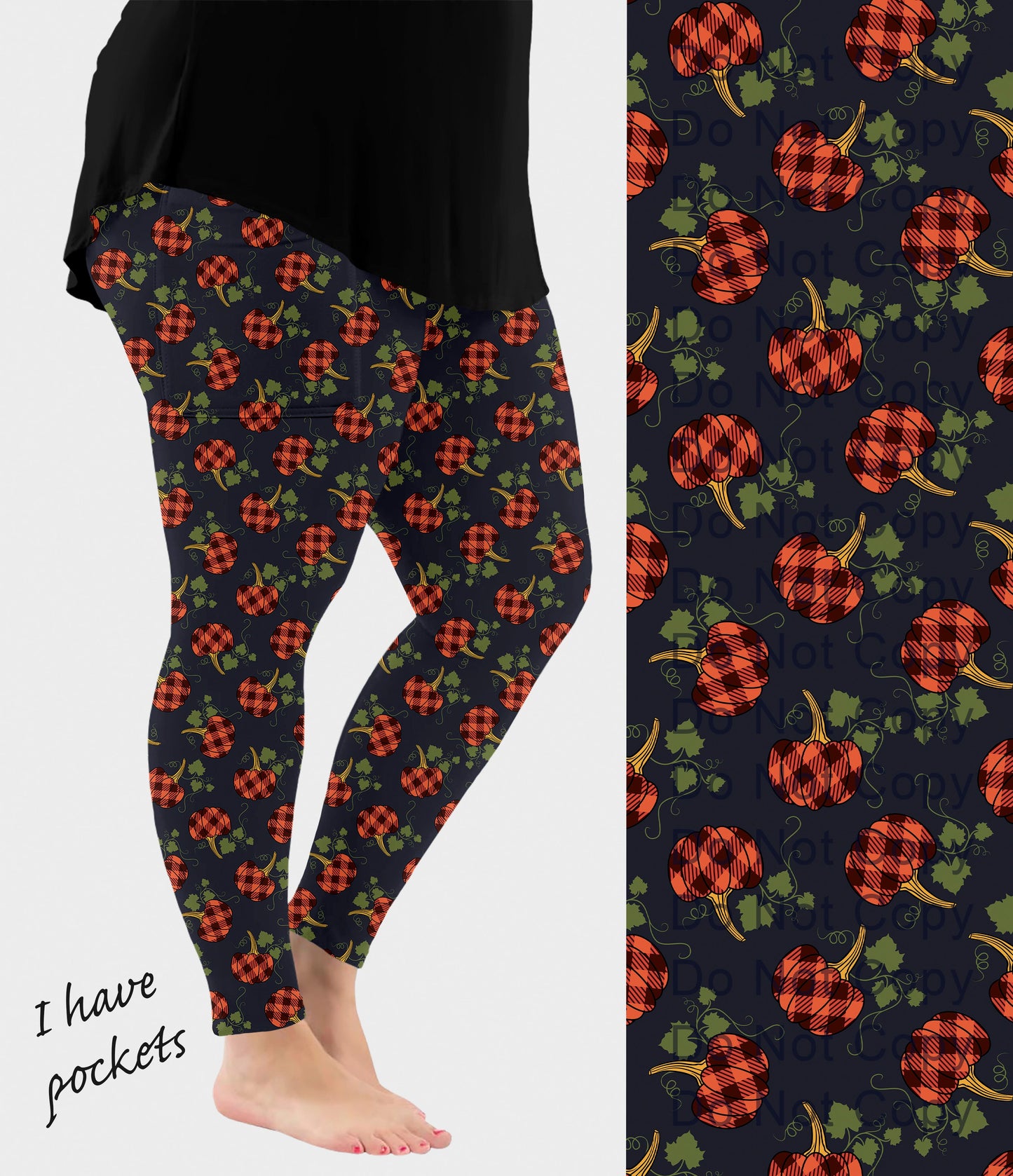 RTS - Plaid Pumpkins Leggings w/ Pockets