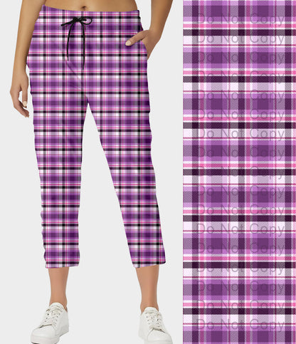 RTS - Pretty in Purple Plaid Capri Joggers