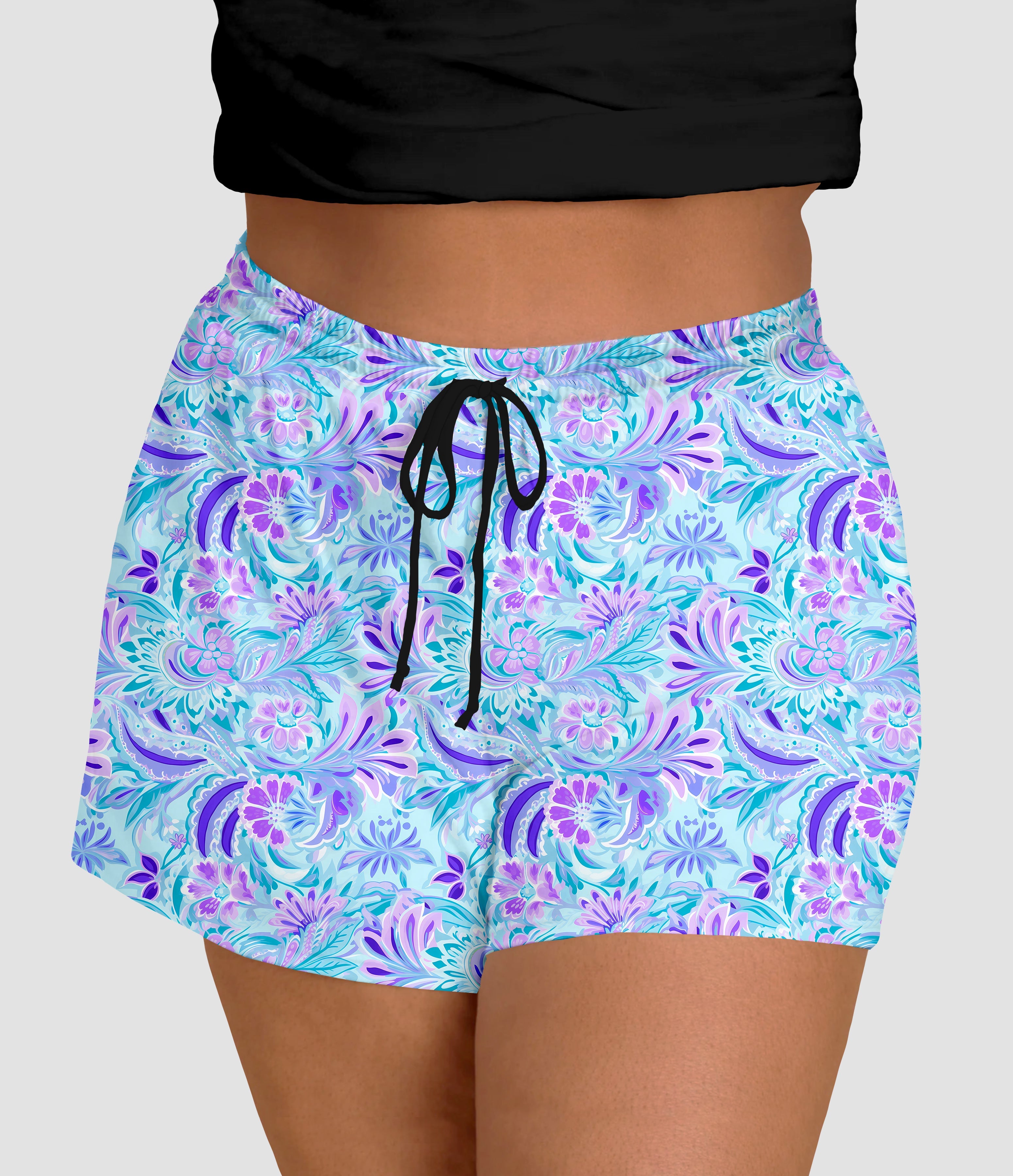 RTS - Purple Paisley Jogger Shorts