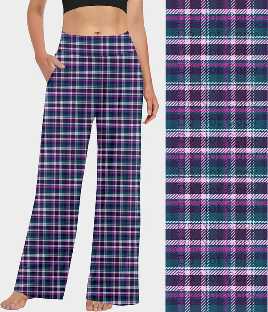 RTS - Purple and Teal Plaid Lounge Pants