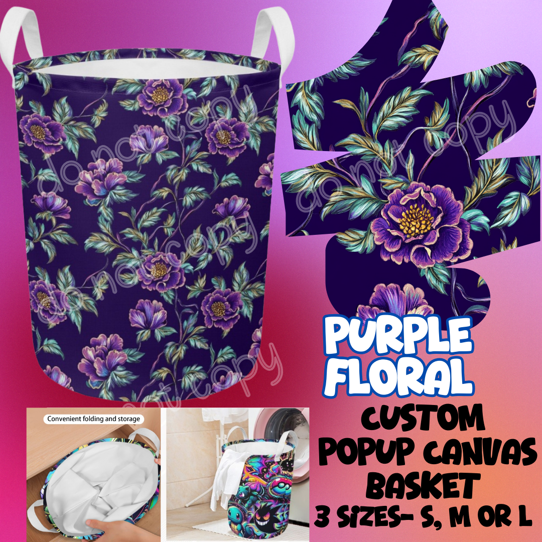 PURPLE FLORAL - STORAGE BASKETS - PREORDER CLOSING 12/4