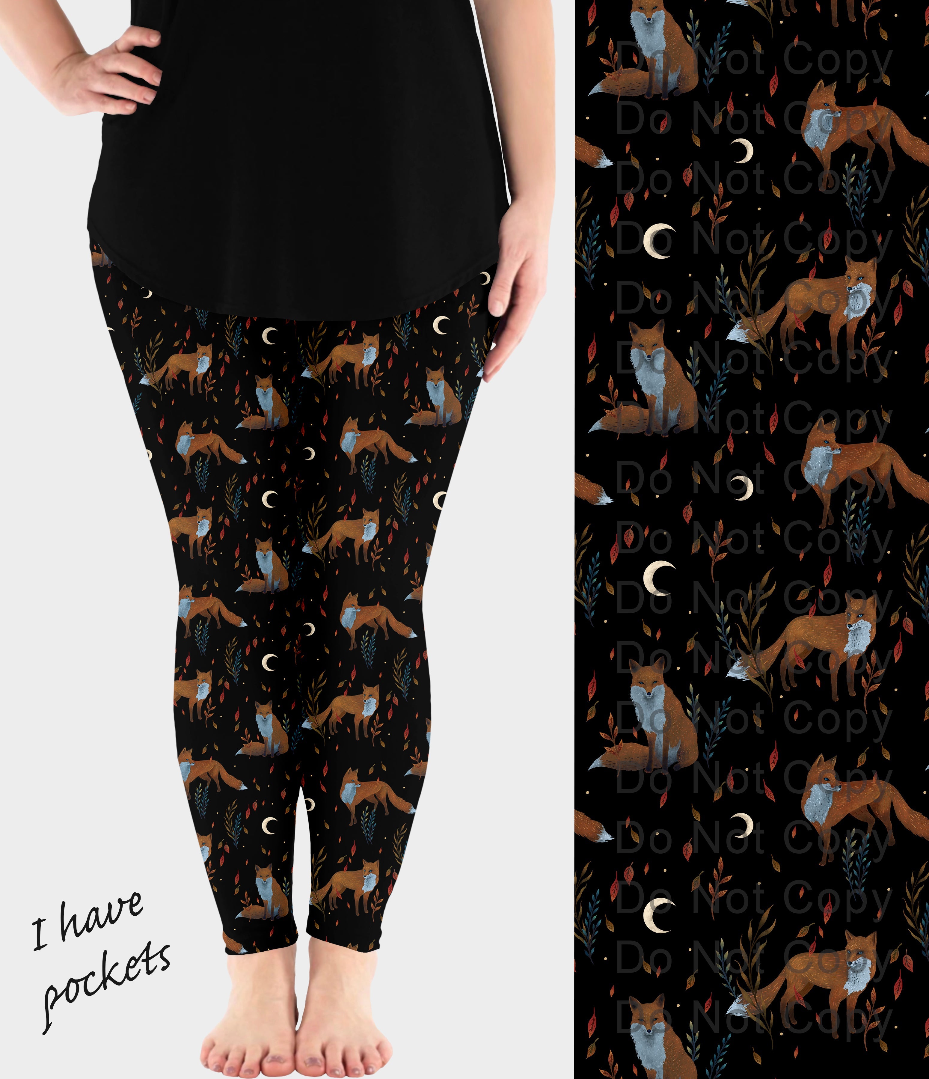 RTS - Red Foxes Leggings w/ Pockets