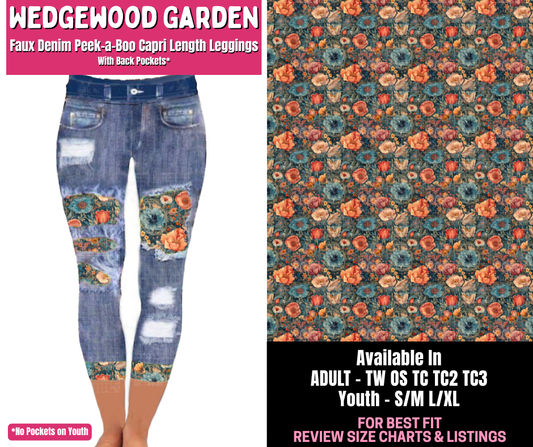 Preorder! Closes 1/1. ETA March. Wedgewood Garden Capri Faux Denim Peekaboo