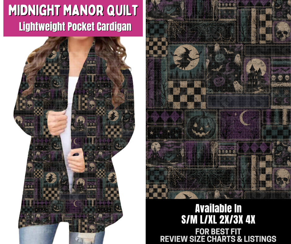 Preorder! Closes 6/18. ETA Sept. Midnight Manor Quilt Pocket Cardigan