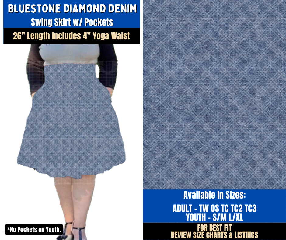 Preorder! Closes 9/16. ETA Dec. Bluestone Diamond Denim Swing Skirt