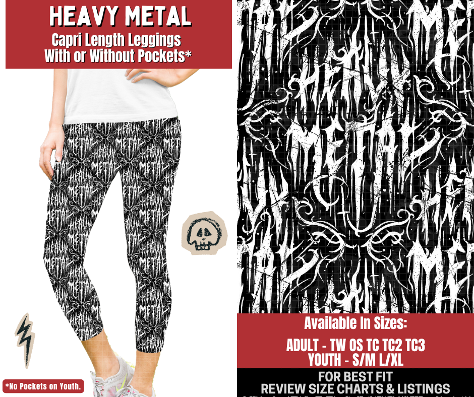 Preorder! Closes 12/22. ETA March. Heavy Metal Capri Length Leggings w/wo Pockets