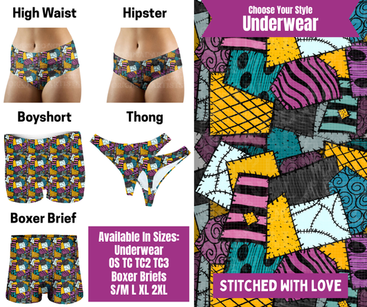 Preorder! Closes 6/24. ETA Sept. Stitched Together Hipster, High Waist, Boyshort, & Thong Underwear & Boxer Briefs