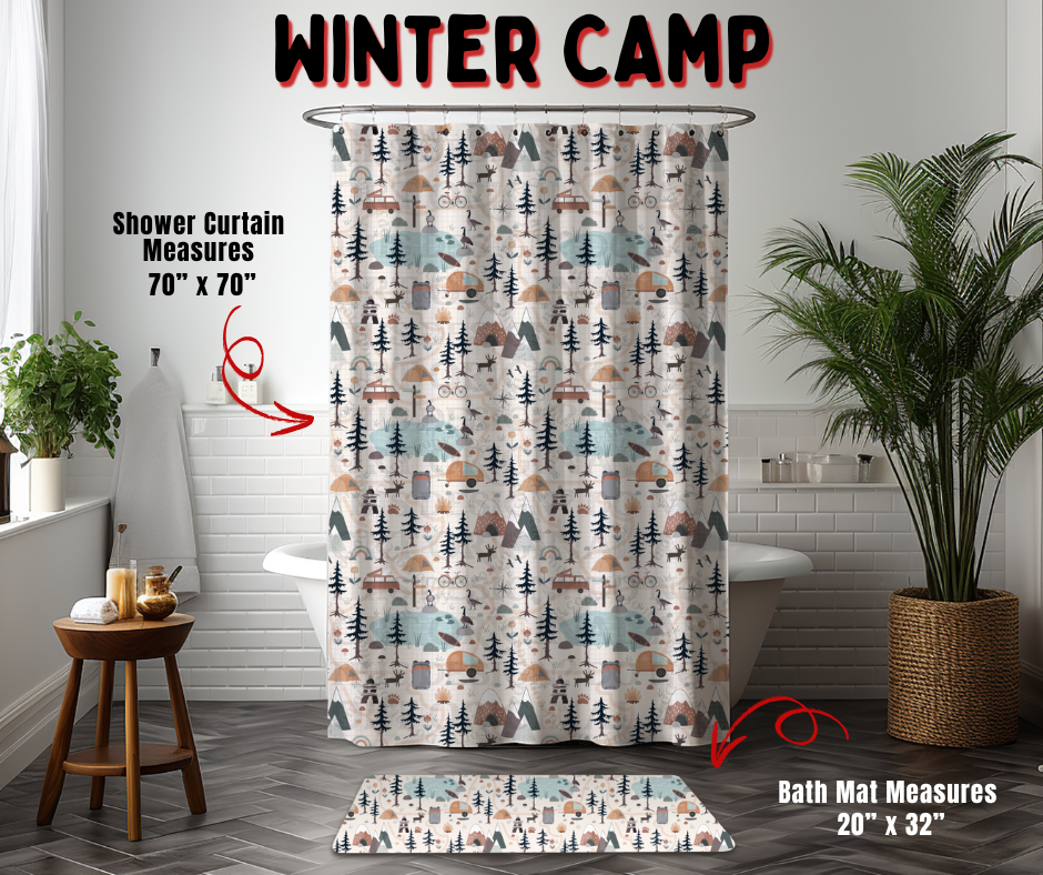 Preorder! Closes 9/2. ETA Dec. Winter Camp Custom Shower Curtain and/or Bath Mat