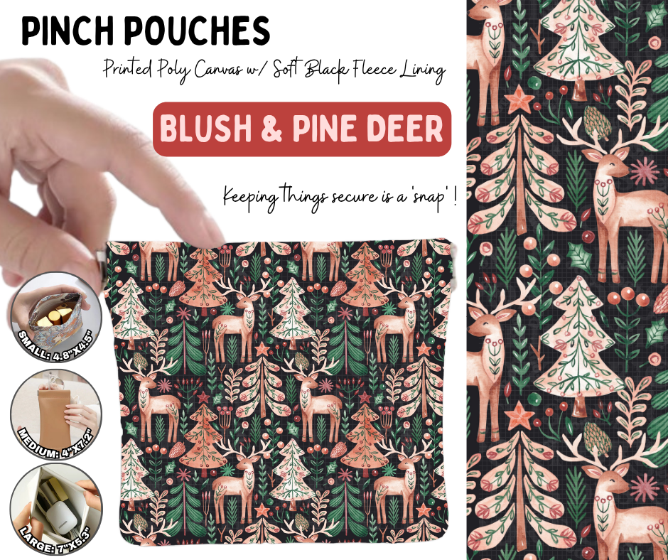 Preorder! Closes 8/19. ETA Nov. Blush & Pine Deer Pinch Pouches in 3 Sizes