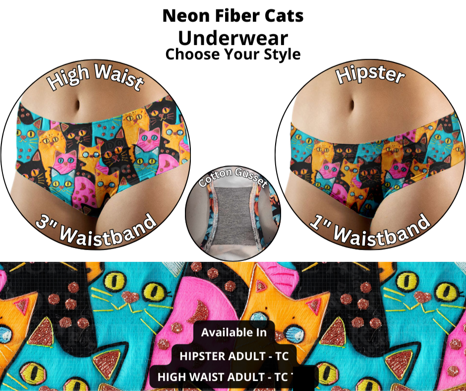 Neon Fiber Cats Underwear