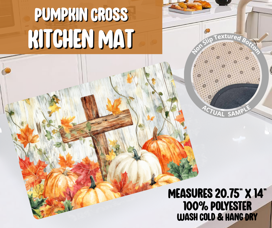 Preorder! Closes 6/8. ETA Sept. Pumpkin Cross Kitchen Mat