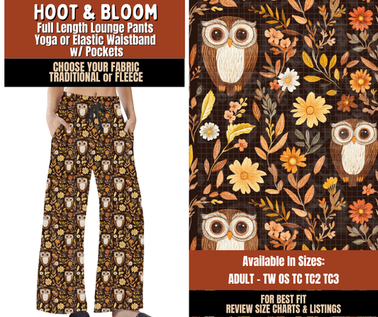 Preorder! Closes 7/20. ETA Oct. Hoot & Bloom Lounge Pants Choose Fleece or Traditional