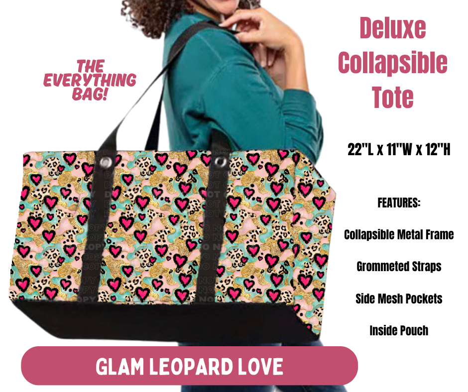 Preorder! Closes 10/8. ETA Jan. Glam Leopard Love Collapsible Tote