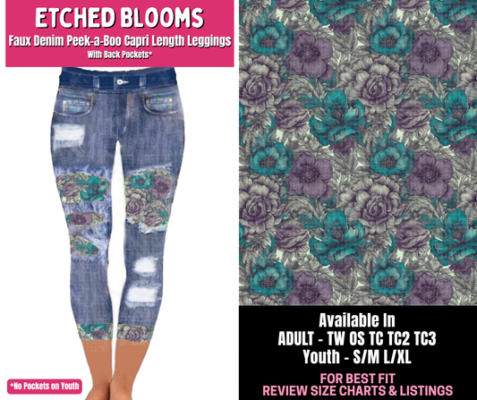 Preorder! Closes 1/1. ETA March. Etched Blooms Capri Faux Denim Peekaboo