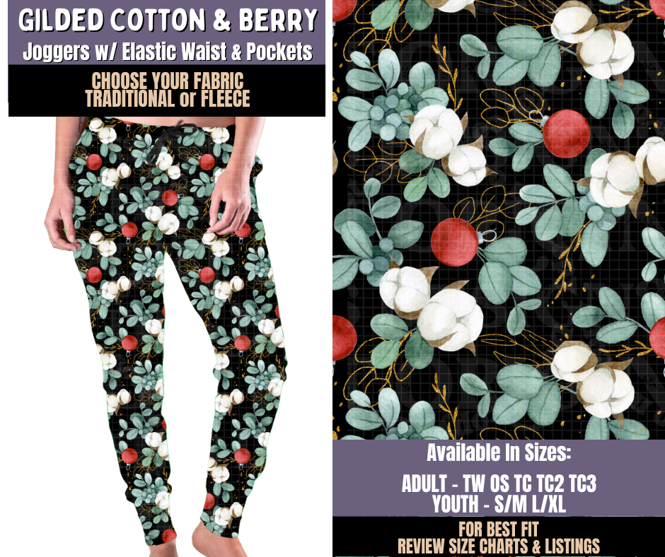 Preorder! Closes 9/3. ETA Dec. Gilded Cotton & Berry Joggers Choose Fleece or Traditional