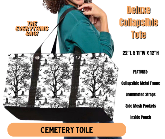 Preorder! Closes 7/2. ETA Oct. Cemetery Toile Collapsible Tote