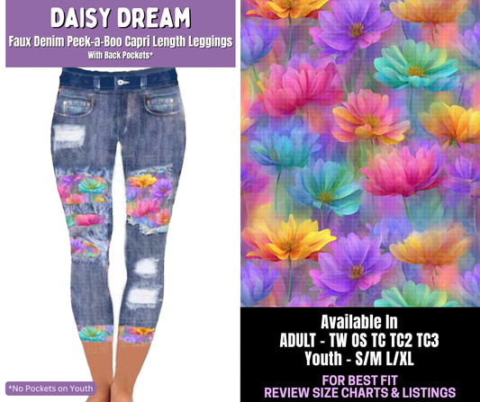 Preorder! Closes 12/18. ETA March. Daisy Dream Capri Faux Denim Peekaboo