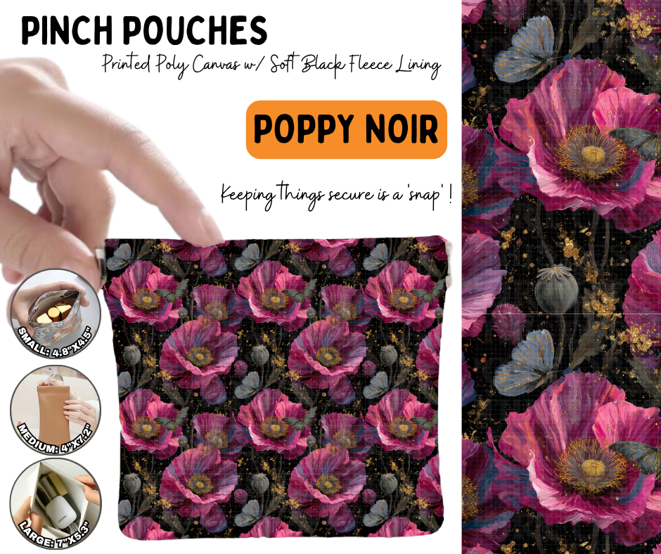 Preorder! Closes 6/17. ETA Sept. Poppy Noir Pinch Pouches in 3 Sizes