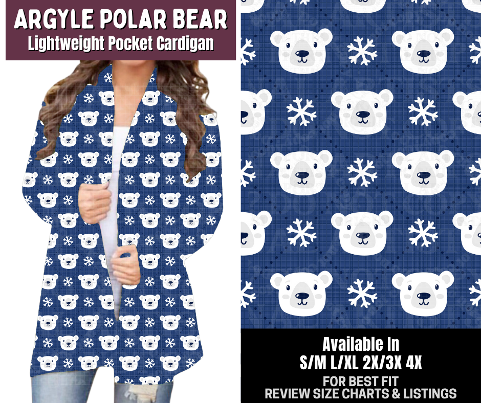 Preorder! Closes 9/14. ETA Dec. Argyle Polar Bear Pocket Cardigan