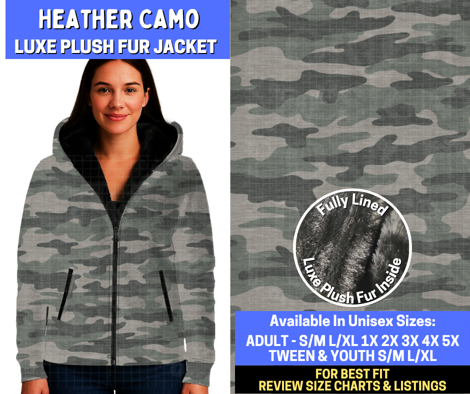 Preorder! Closes 10/29. ETA Jan. Heather Camo Luxe Fur Jacket
